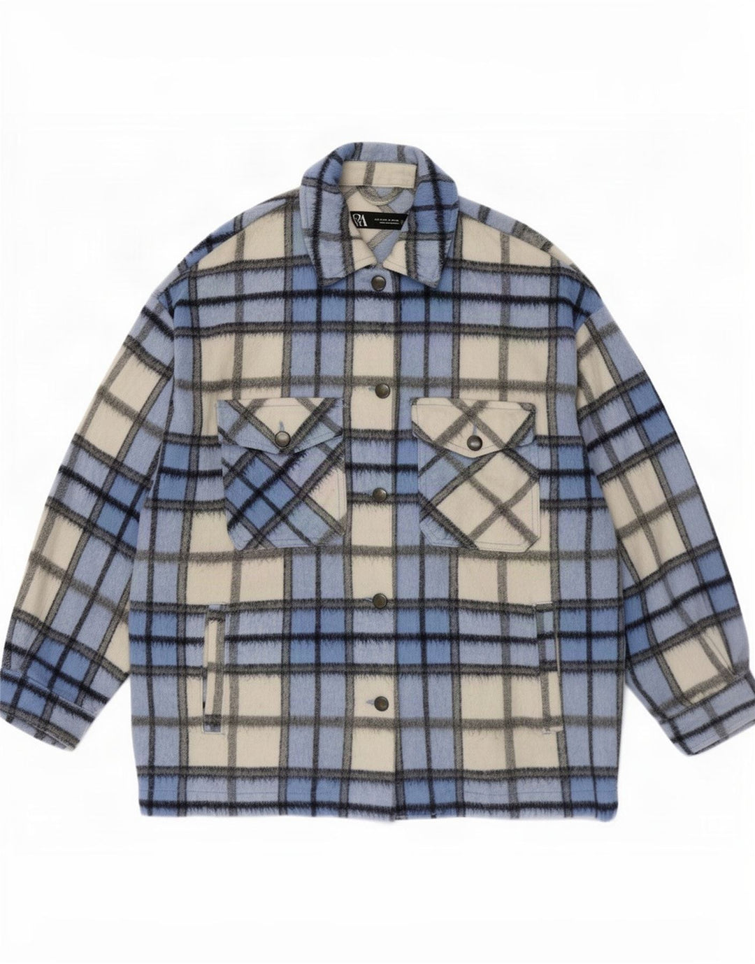 Zara Γυναικείο Shacket Oversized Jacket UK 10 Small Blue Plaid