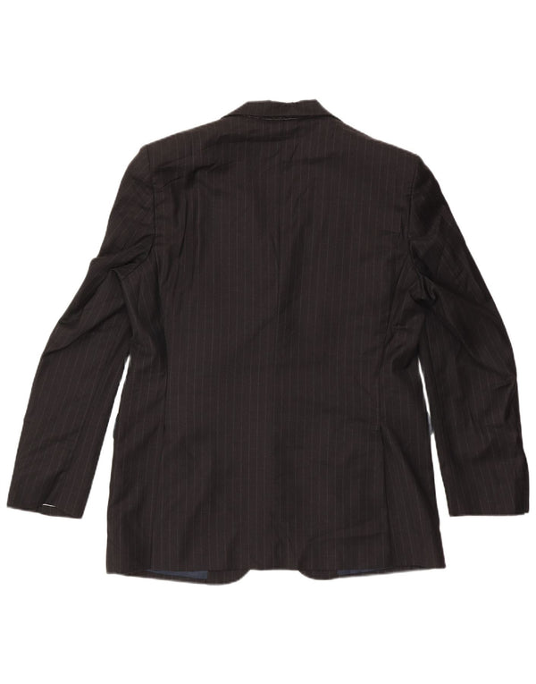 Marks & Spencer Mens 2 Button Blazer Jacket UK 42 Large Grey Pinstripe Wool