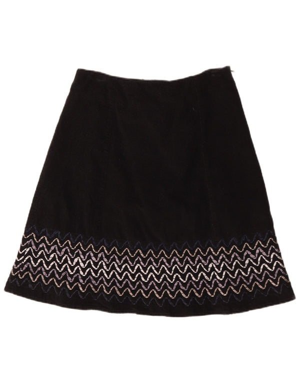 Boden Γυναικεία Κοτλέ Φούστα UK 10 Small W28 Black Chevron