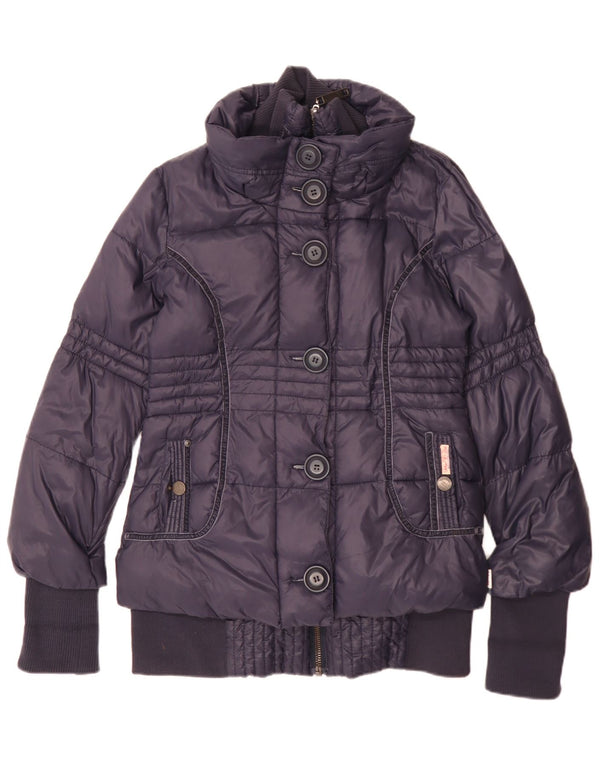 KHUJO Γυναικείο μπουφάν UK 14 Large Navy Blue Polyamide
