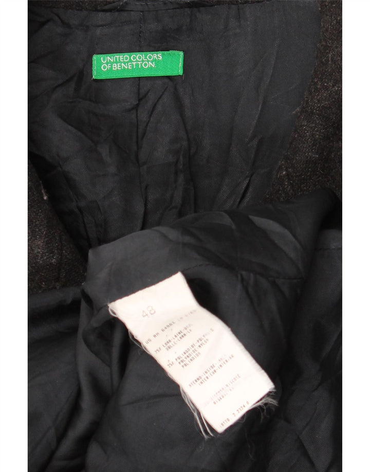 Ανδρικό παλτό μπιζελιού Benetton IT 48 Μεσαίο γκρι μαλλί