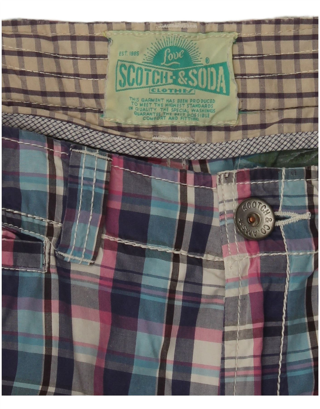 Scotch & Soda Boys Cargo σορτς 15-16 ετών W30 Πολύχρωμο καρό βαμβακερό
