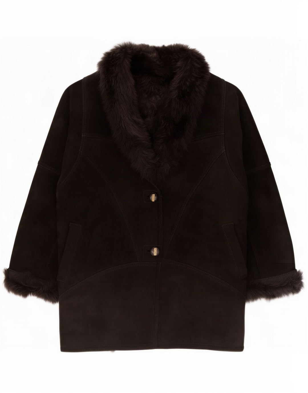 Vintage Γυναικείο Shearling Jacket IT 48 XL Black