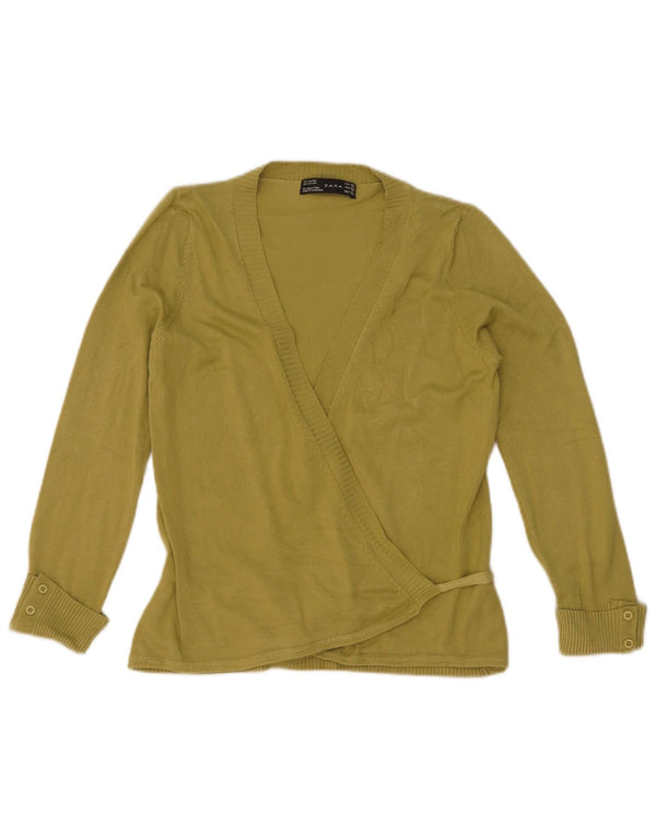 Zara Γυναικείο πουλόβερ ζακέτας UK 12 Medium Green Rayon