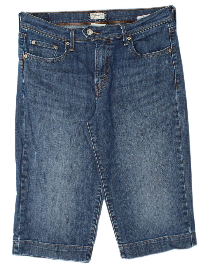 LEVI'S Γυναικείο τζιν σορτς βερμούδας ταλαιπωρημένο US 8 μεσαίο W28 μπλε βαμβακερό