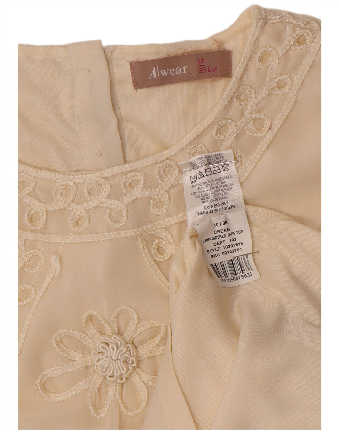 Γυναικεία μακρυμάνικη μπλούζα Awear UK 10 Small Off White Polyester