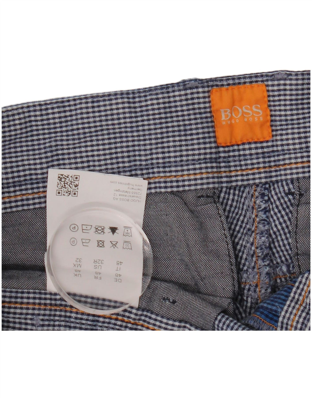 Ανδρικό σορτς Cargo Hugo Boss EU 48 Medium W34 Μπλε βαμβακερό Gingham