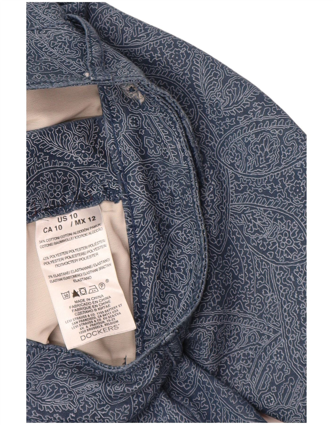 DOCKERS Γυναικείο παντελόνι Capri US 10 Large W30 L20 Navy Blue Paisley