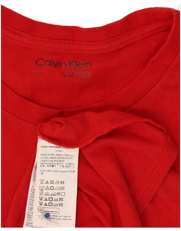CALVIN KLEIN Ανδρικό γραφικό T-Shirt Top μεγάλο κόκκινο βαμβακερό