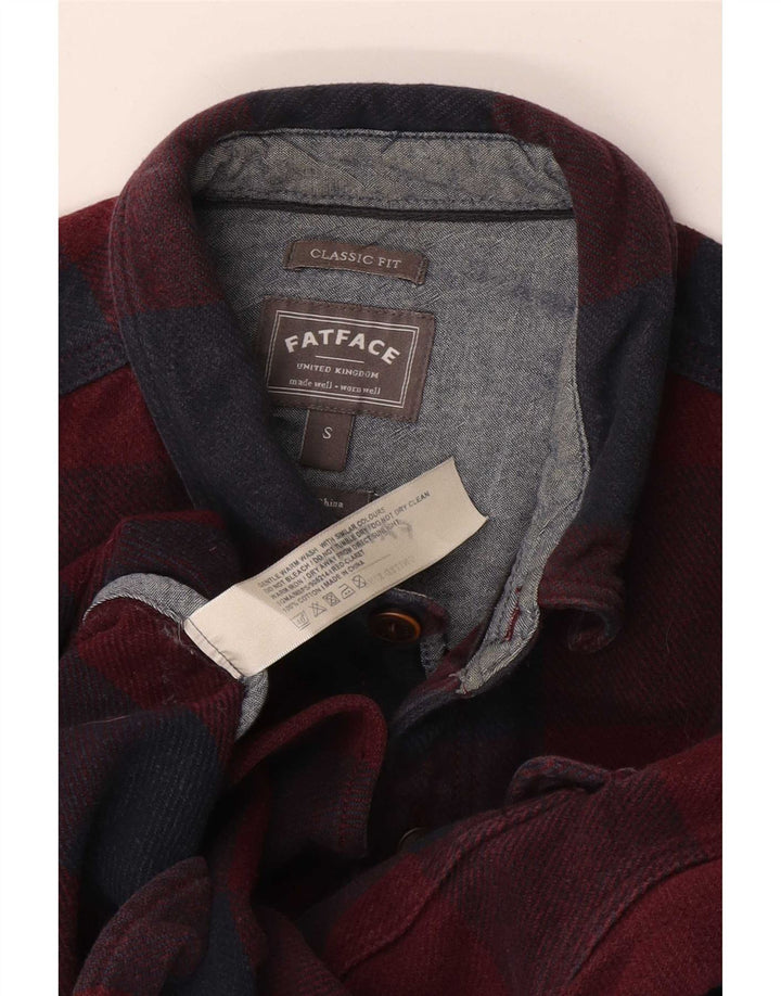 Fat Face Ανδρικό πουκάμισο Classic Fit Flannel Μικρό κόκκινο βαμβακερό