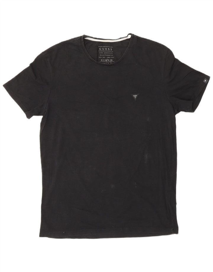 Ανδρικό T-Shirt Guess Top μεγάλο μαύρο βαμβακερό