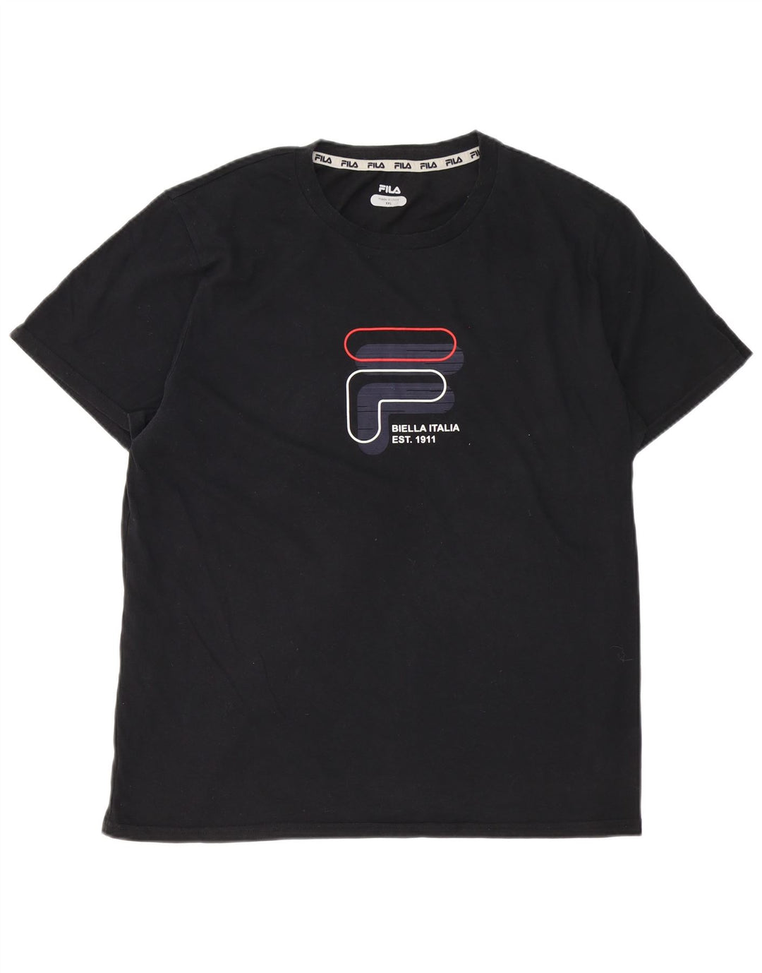 Ανδρικό γραφικό T-Shirt FILA Top 2XL Μαύρο βαμβακερό
