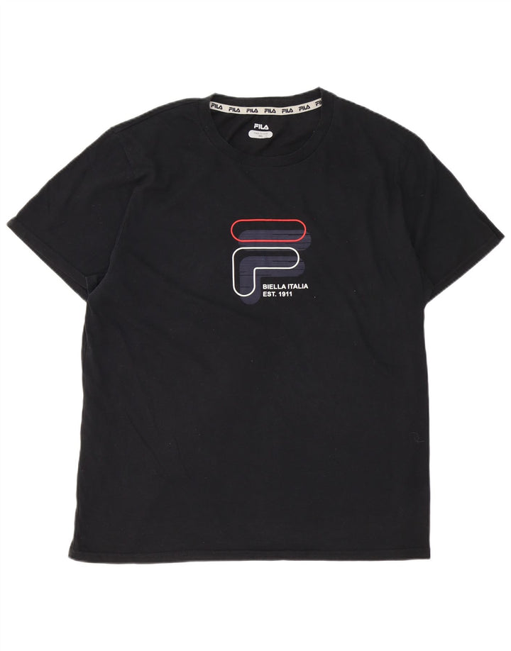 Ανδρικό γραφικό T-Shirt FILA Top 2XL Μαύρο βαμβακερό