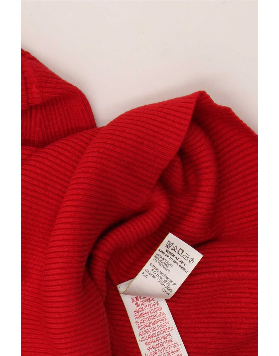 Marks & Spencer Γυναικείο πουλόβερ με ρολό λαιμόκοψη UK 14 Μεσαίο κόκκινο βισκόζη