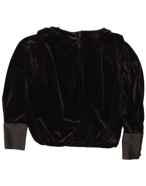 Γυναικεία Zara Oversized μακρυμάνικη βελούδινη μπλούζα τοπ UK 14 Medium Black