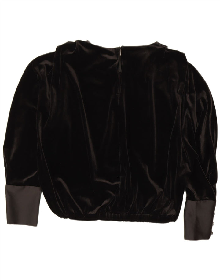 Γυναικεία Zara Oversized μακρυμάνικη βελούδινη μπλούζα τοπ UK 14 Medium Black