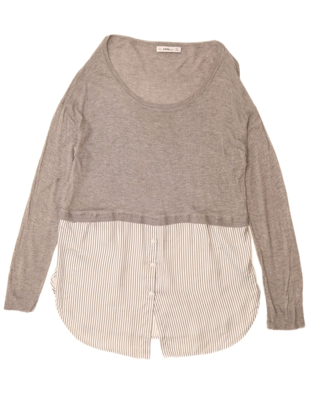 ZARA Γυναικείο πουλόβερ Longline Boat Neck Jumper UK 14 Medium Grey Viscose