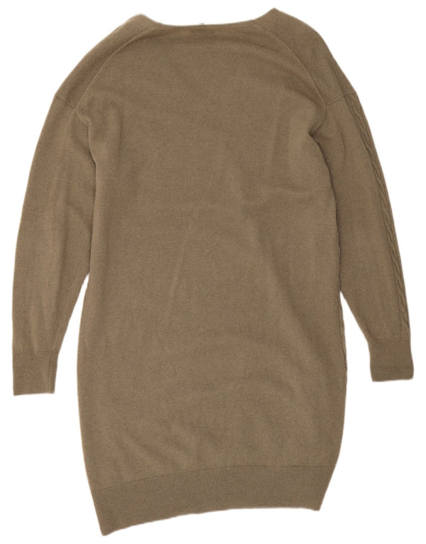 Γυναικείο μακρυμάνικο φόρεμα Massimo Dutti UK 14 μεσαίο μαλλί χακί
