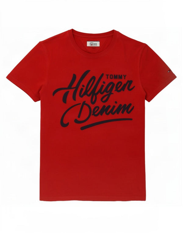 Tommy Hilfiger Ανδρικό γραφικό T-Shirt Top Μικρό κόκκινο βαμβακερό