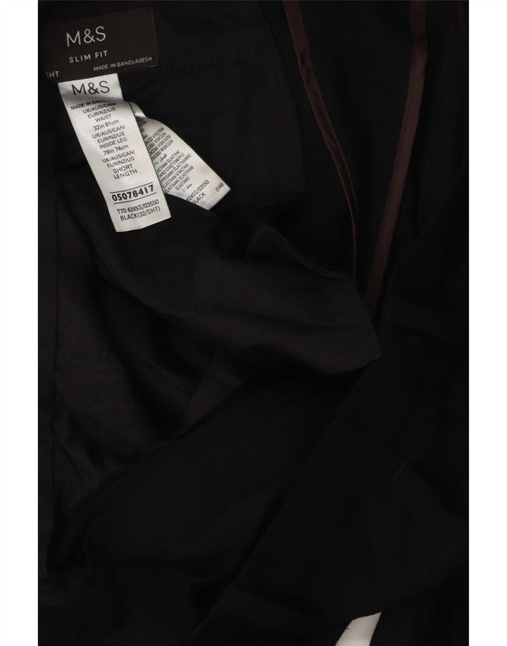 MARKS & SPENCER Ανδρικό παντελόνι Chino Slim Fit W32 L28 Μαύρο πολυεστέρα