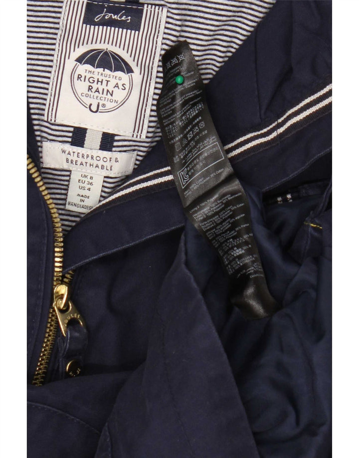 Joules Γυναικείο μπουφάν βροχής με κουκούλα UK 8 Small Navy Blue Cotton