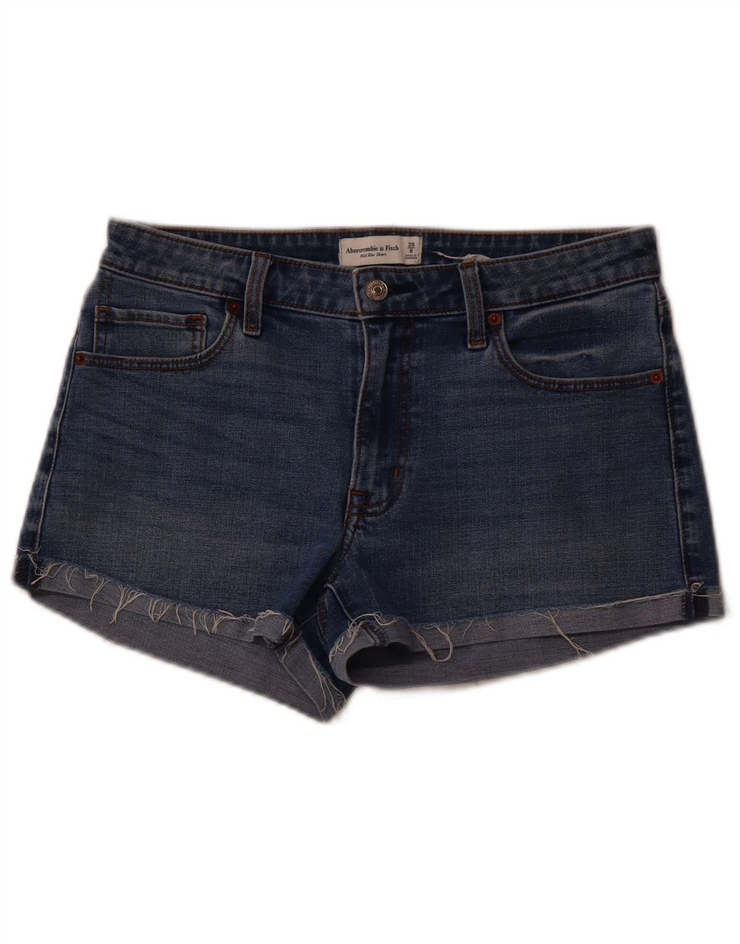 ABERCROMBIE & FITCH Γυναικείο ψηλόμεσο τζιν σορτς US 8 Medium W29 μπλε