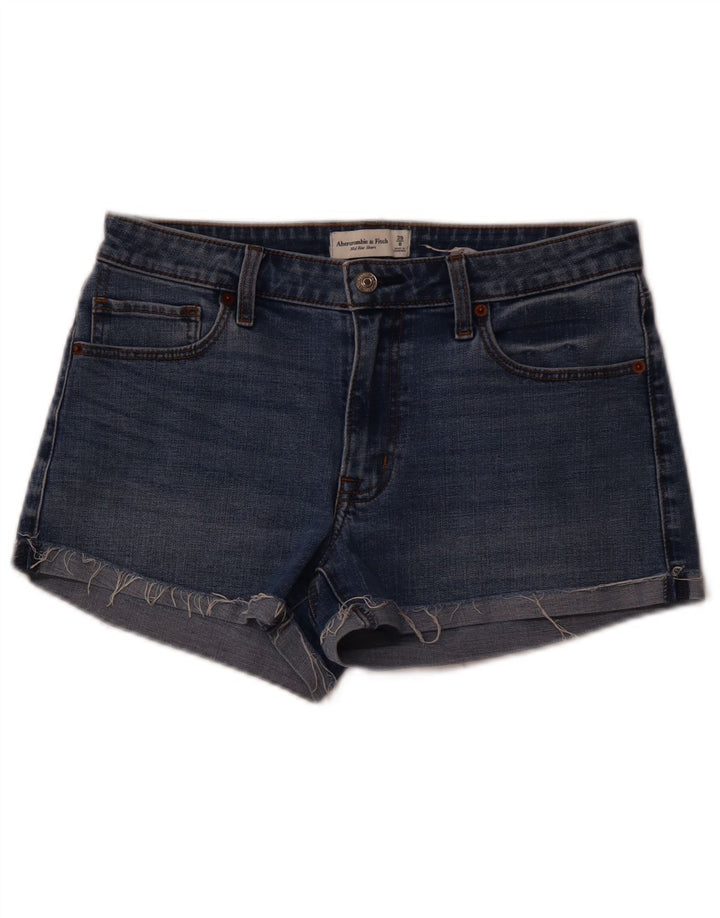 ABERCROMBIE & FITCH Γυναικείο ψηλόμεσο τζιν σορτς US 8 Medium W29 μπλε