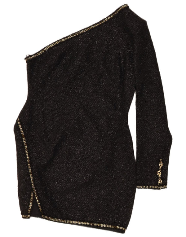 Zara Γυναικείο Φόρεμα με One Shoulder UK 12 Medium Black Acrylic