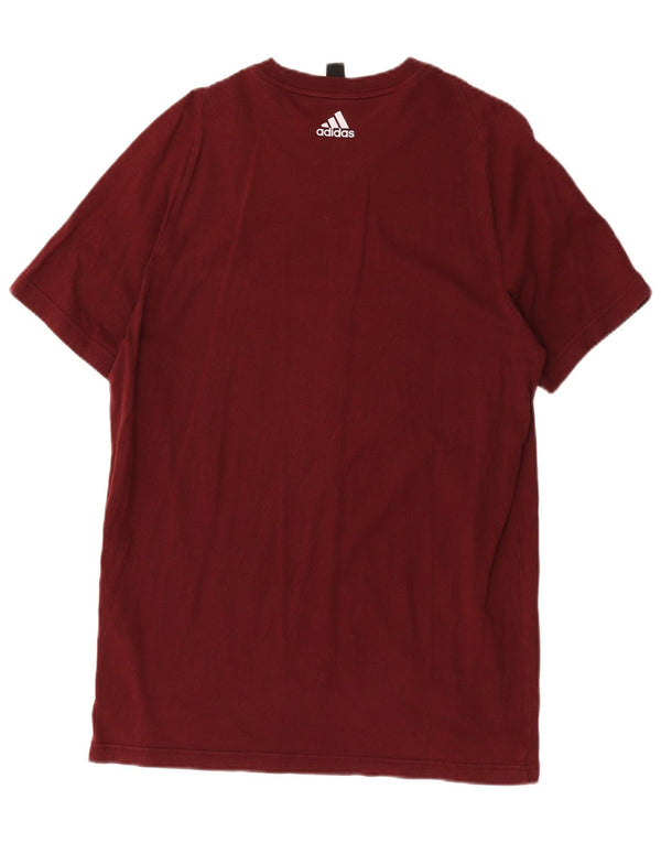 Ανδρικό γραφικό T-Shirt Adidas Top από μεσαίο μπορντό βαμβάκι