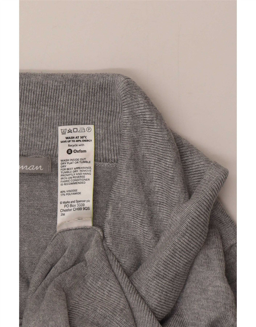 Marks & Spencer Γυναικείο πουλόβερ με ρολό λαιμόκοψη UK 12 μεσαίο γκρι βισκόζη