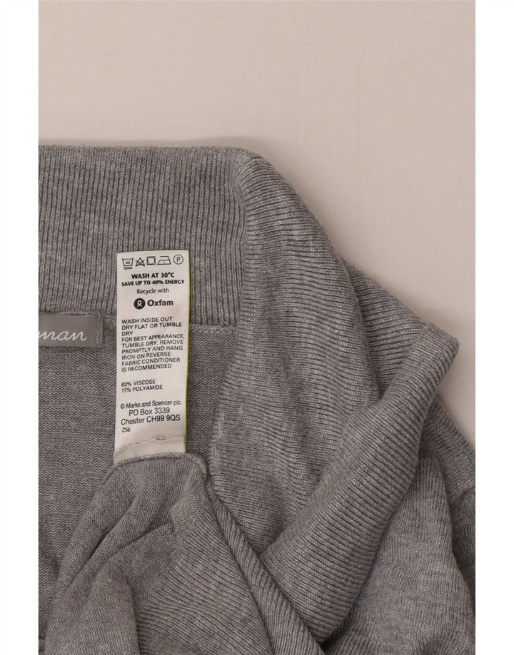 Marks & Spencer Γυναικείο πουλόβερ με ρολό λαιμόκοψη UK 12 μεσαίο γκρι βισκόζη
