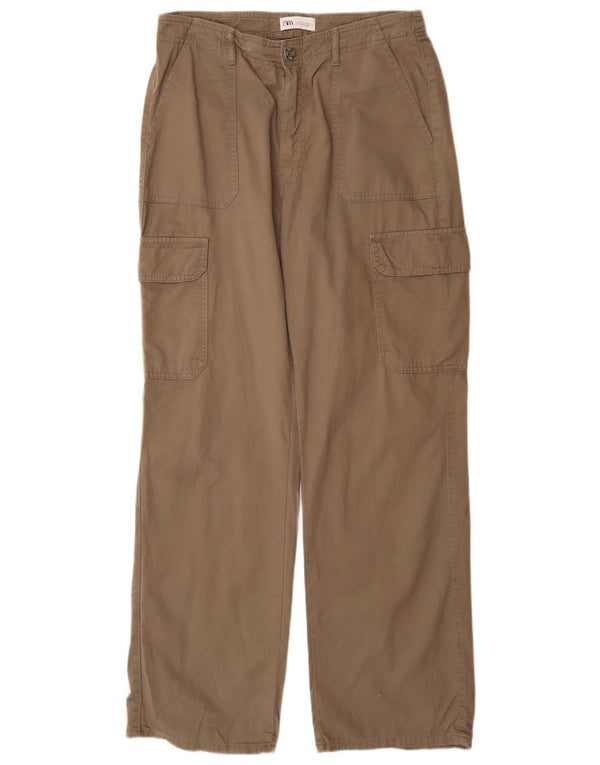 Zara Γυναικείο Παντελόνι Cargo Loose Fit EU 42 Large W32 L31 Beige βαμβακερό