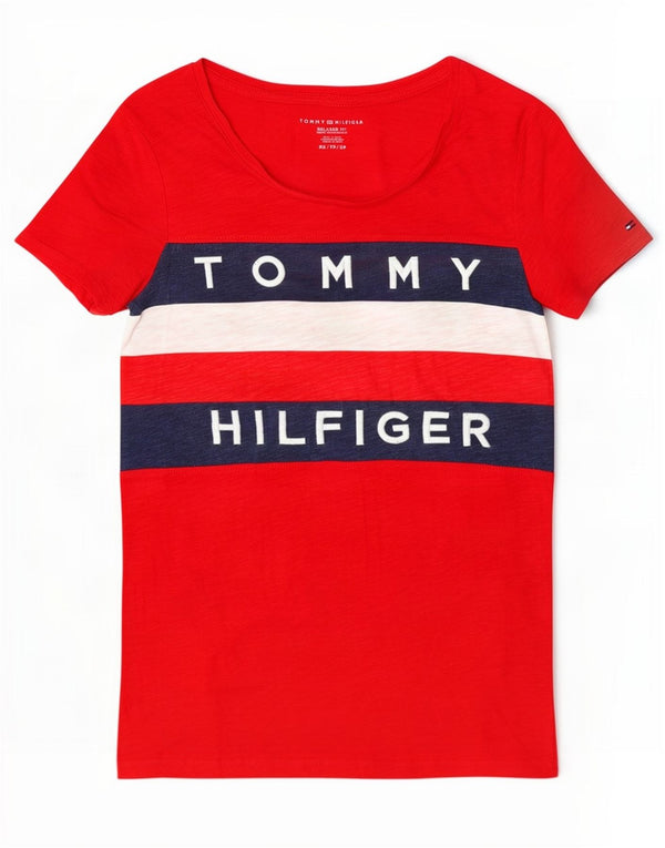 Γυναικείο γραφικό μπλουζάκι Tommy Hilfiger Top UK 6 XS Red Colourblock