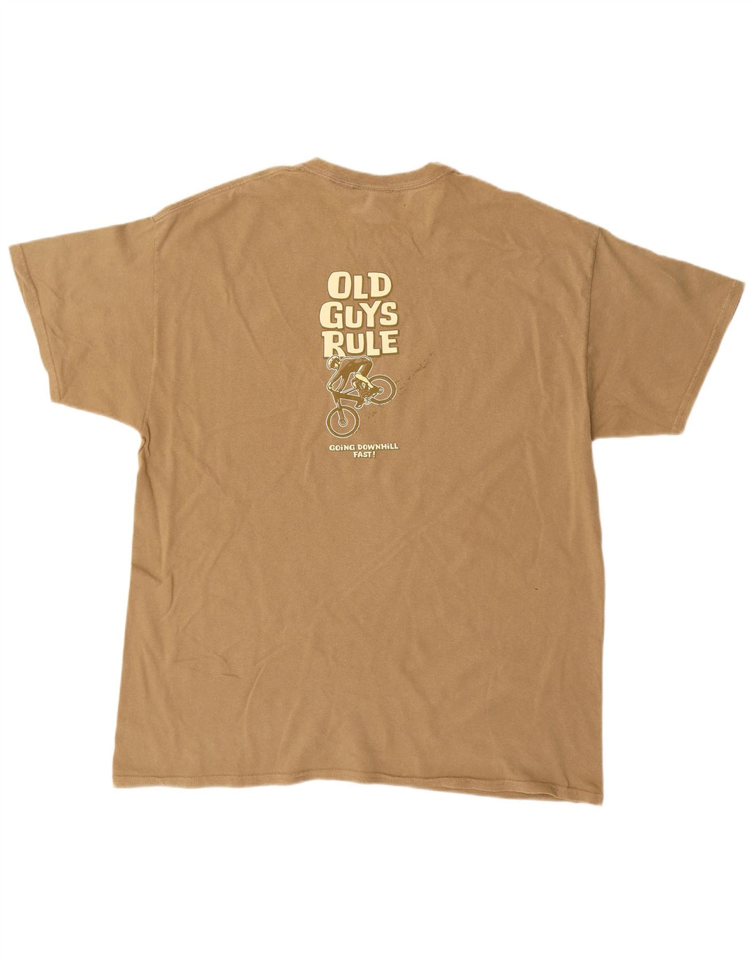 OLD GUYS RULE Mens Graphic T-Shirt Top XL Beige Cotton