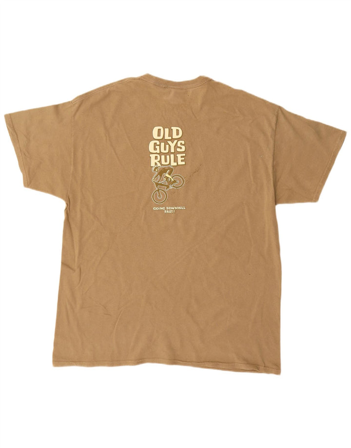 OLD GUYS RULE Mens Graphic T-Shirt Top XL Beige Cotton