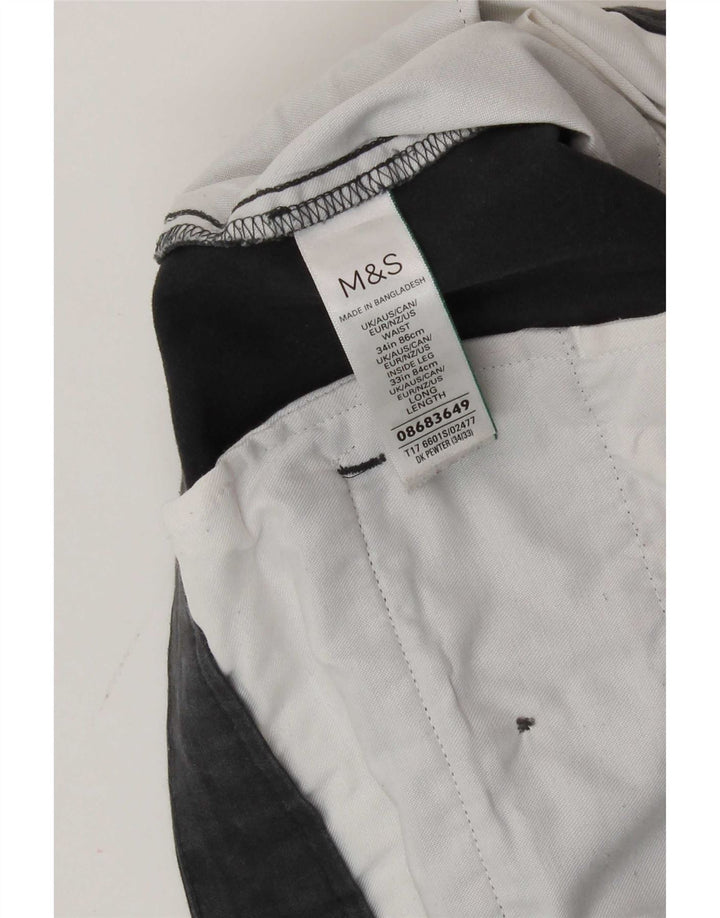 Ανδρικό παντελόνι Chino Marks & Spencer W34 L33 Γκρι βαμβακερό