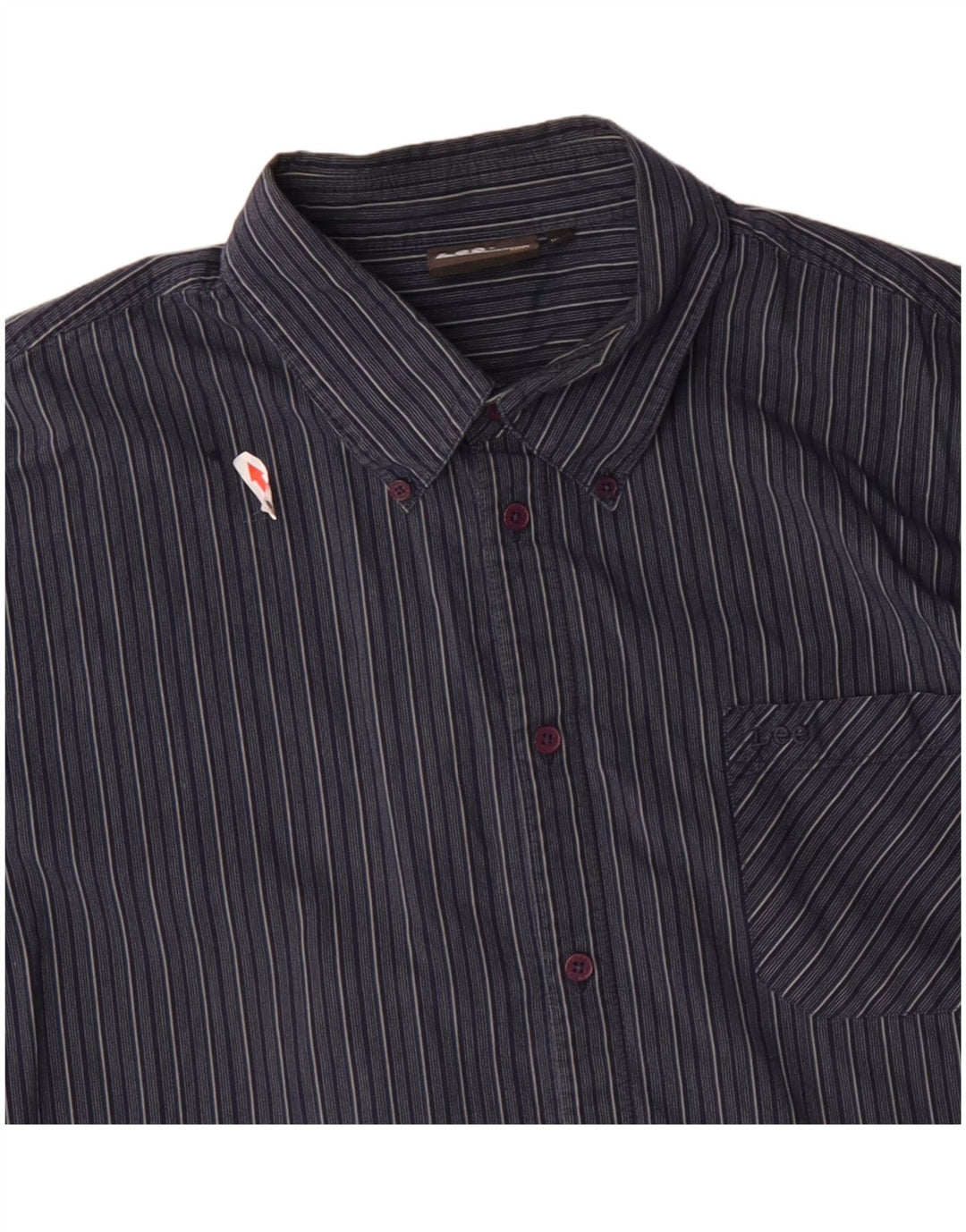 Lee Ανδρικό Πουκάμισο 2XL Navy Blue ριγέ βαμβακερό