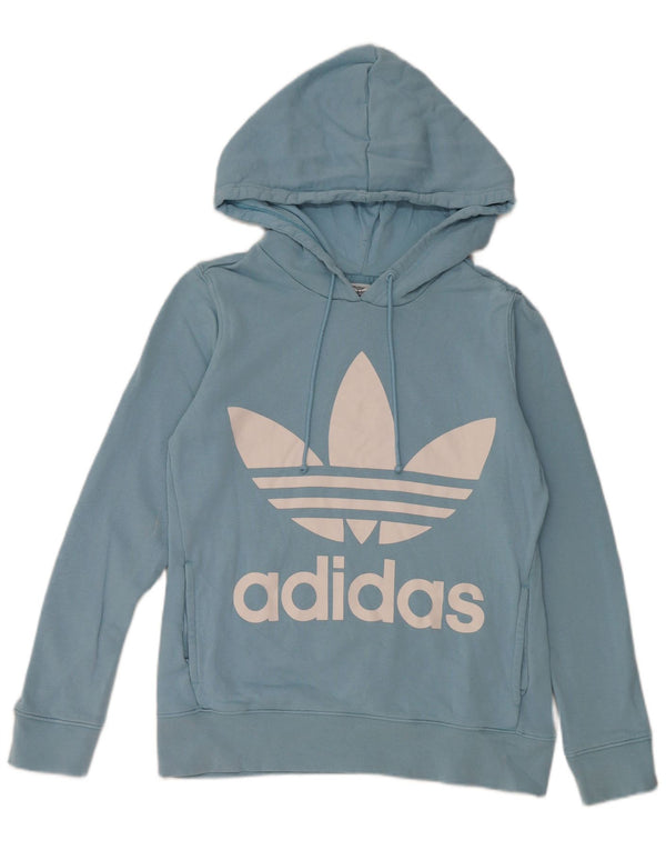 Adidas Γυναικείο Γραφικό Hoodie Jumper UK 8 Small Blue βαμβακερό