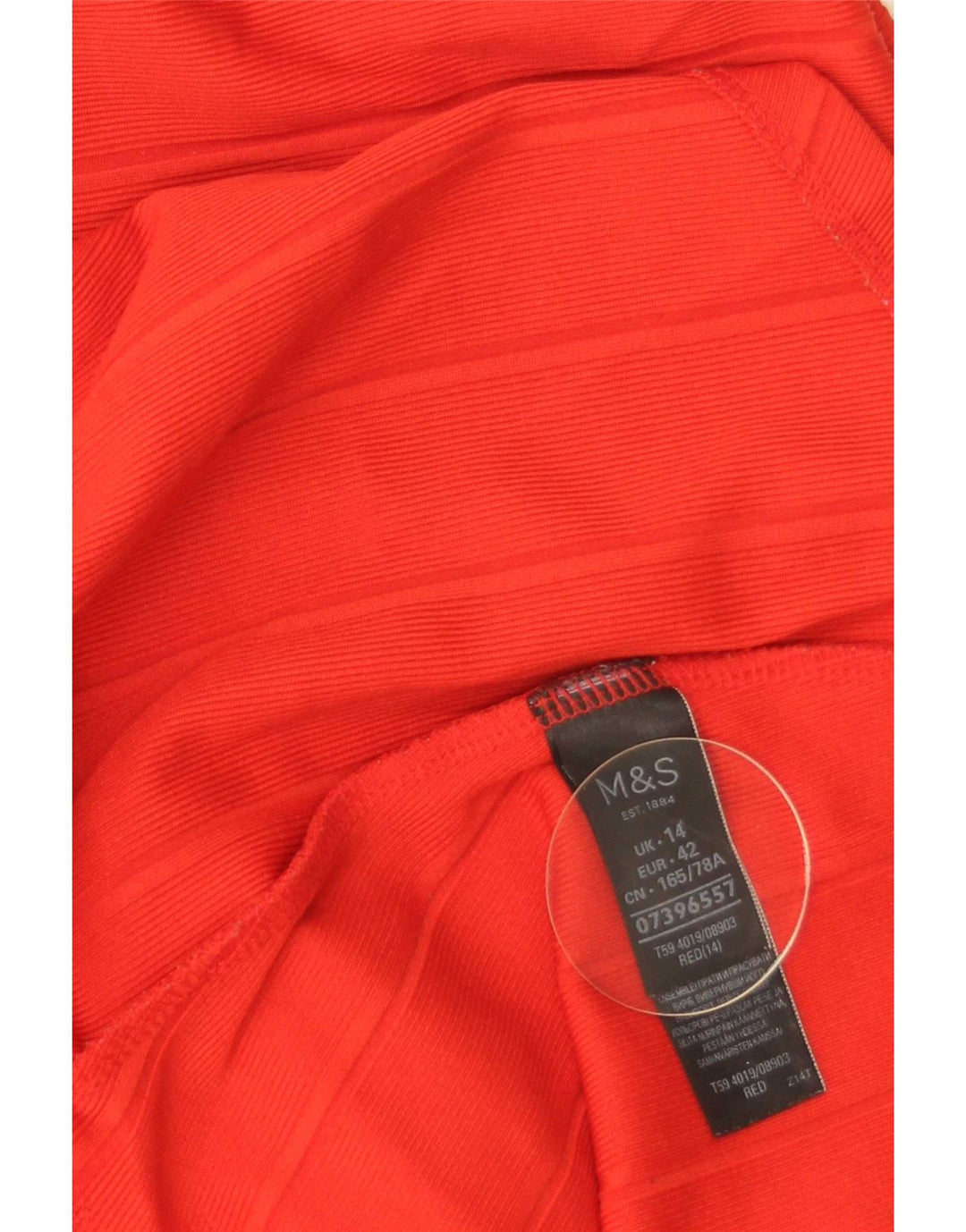 Marks & Spencer Γυναικεία Γοργόνα Φούστα UK 14 Μεγάλη W32 με κόκκινο ριγέ πολυεστέρα