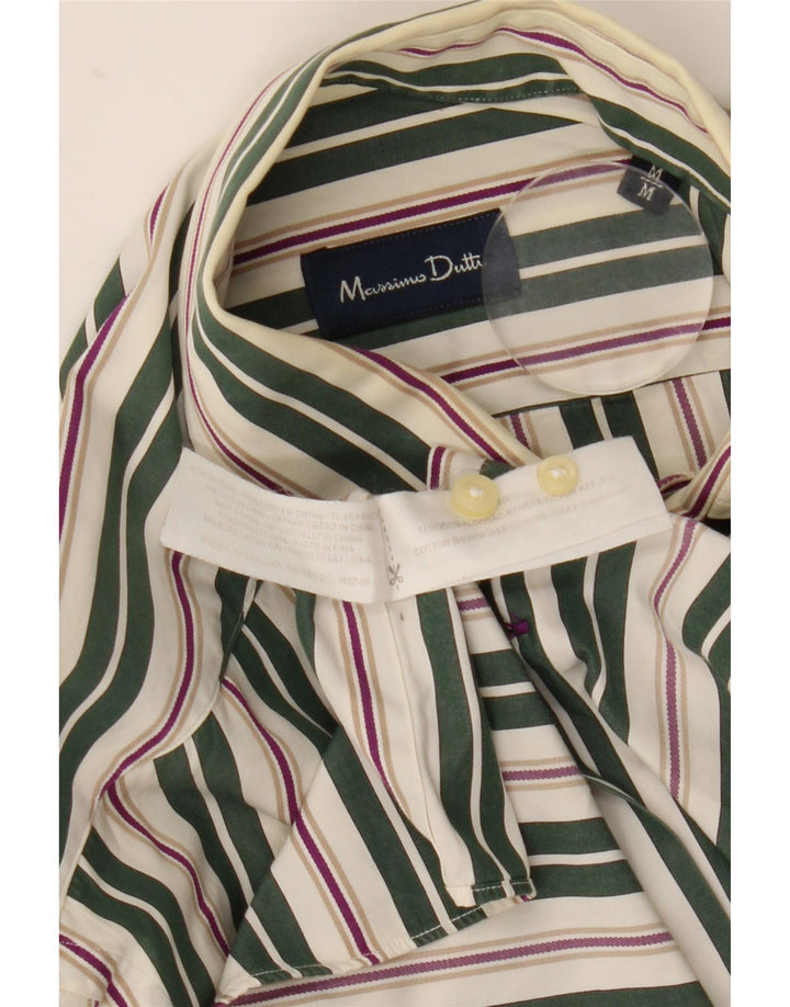 Ανδρικό πουκάμισο Massimo Dutti Βαμβακερό μεσαίο πράσινο ριγέ
