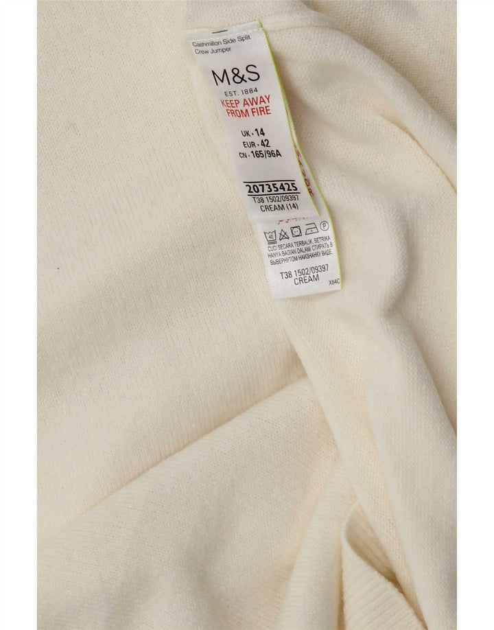 Marks & Spencer Γυναικείο πουλόβερ με λαιμόκοψη UK 14 Medium Off White