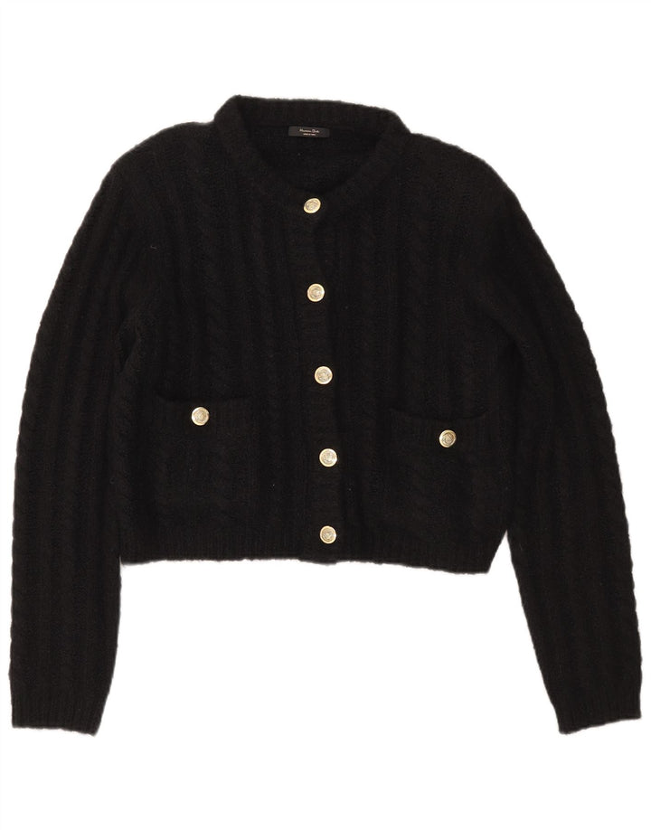 Massimo Dutti Γυναικείο Crop Oversized Ζακέτα πουλόβερ UK 10 Small Black