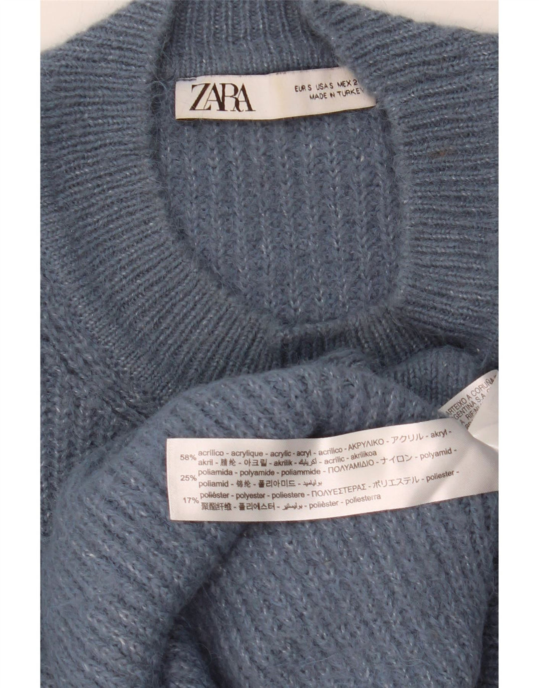 ZARA Γυναικείο πουλόβερ με λαιμόκοψη μεγάλου μεγέθους UK 10 Small Navy Blue
