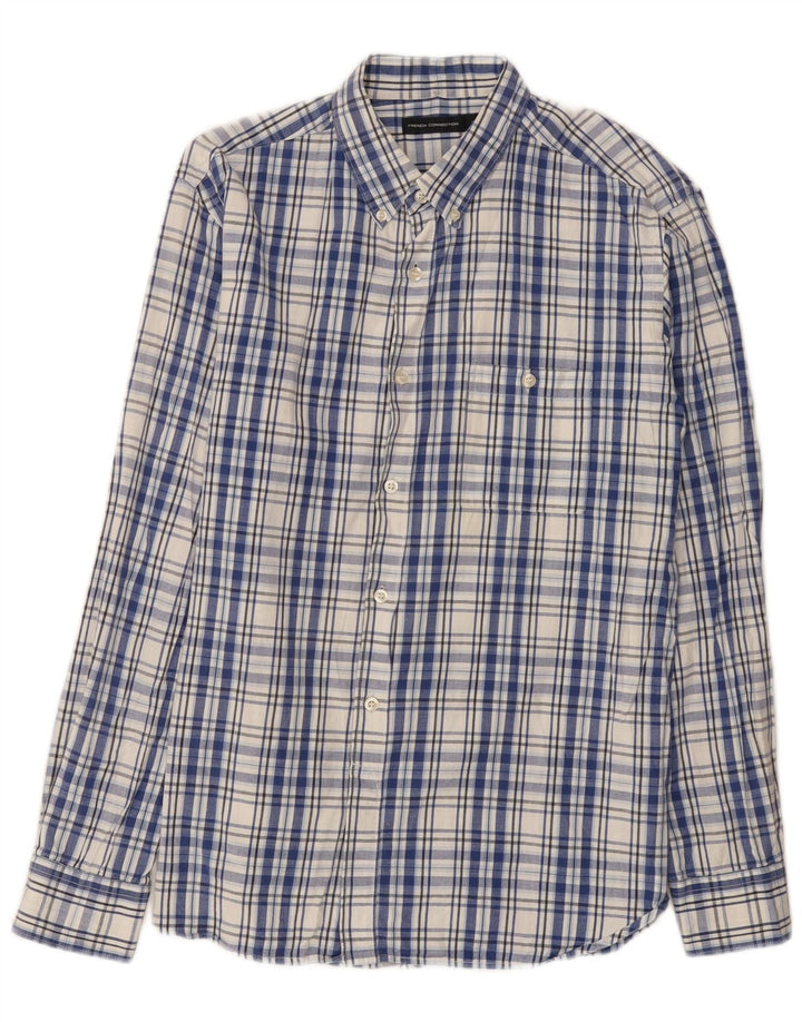 Ανδρικό πουκάμισο French Connection Μεγάλο Navy Blue Check Cotton