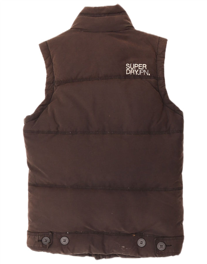 Superdry Γυναικεία padded Gilet UK 36 Small Brown Βαμβακερό