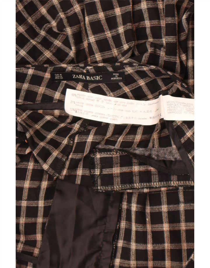 Zara Γυναικείο Cropped Παντελόνι Medium W28 L23 Black Check Cotton