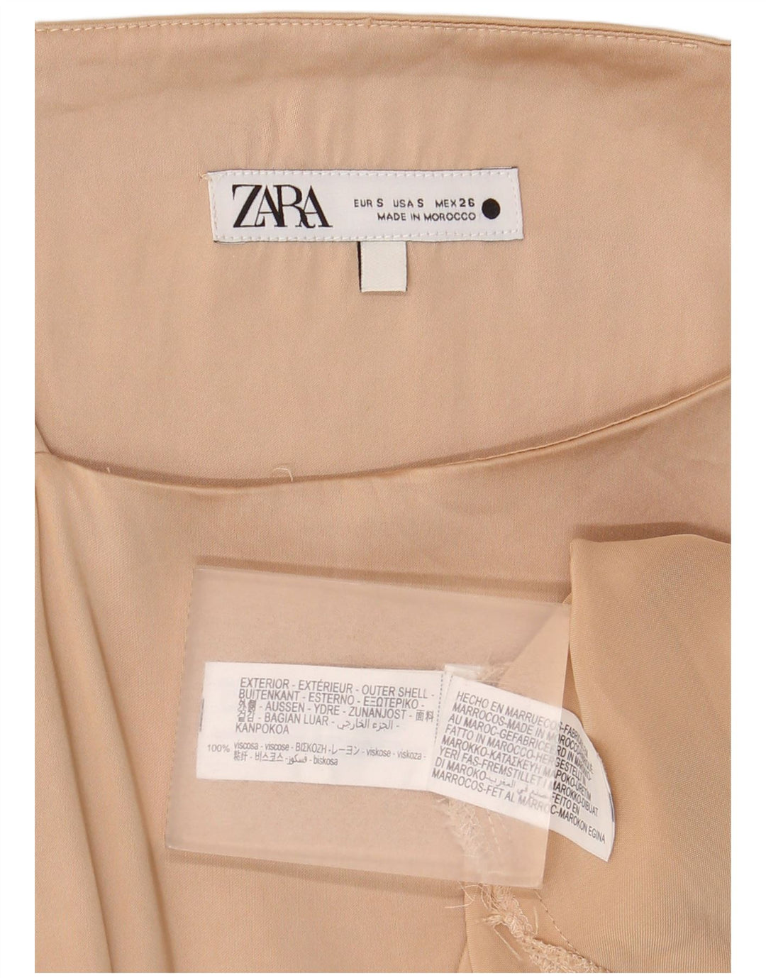 Zara Womens Cami Top UK 10 Small Beige Viscose