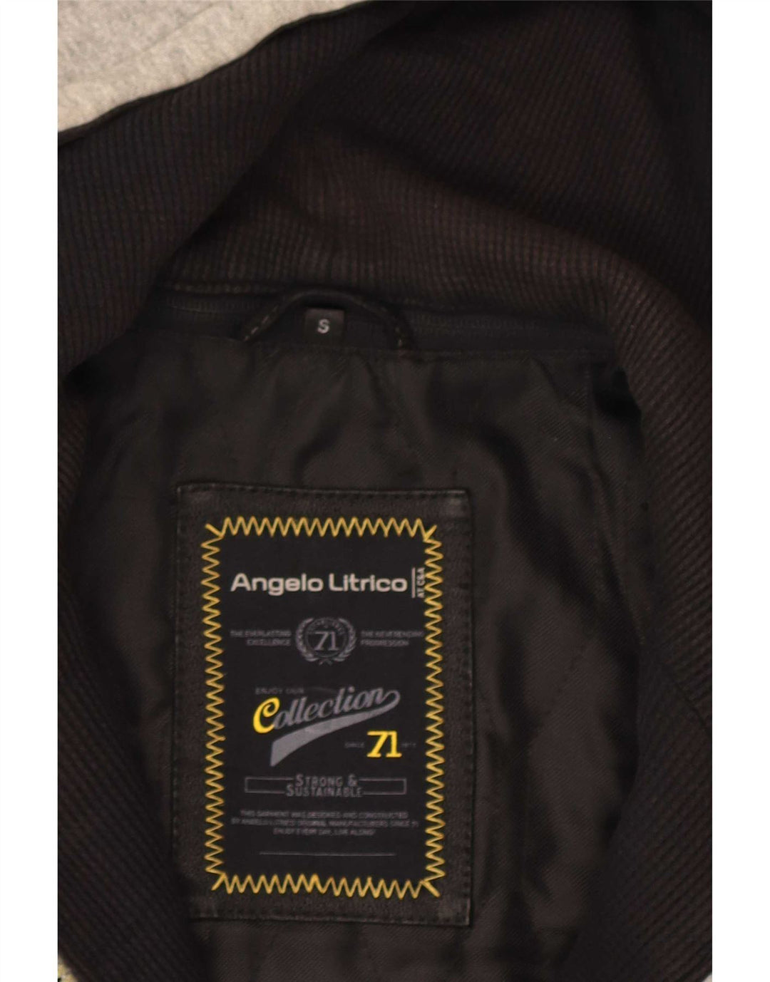 Ανδρικό δερμάτινο μπουφάν Angelo Litrico με κουκούλα UK 36 Small Black Colourblock