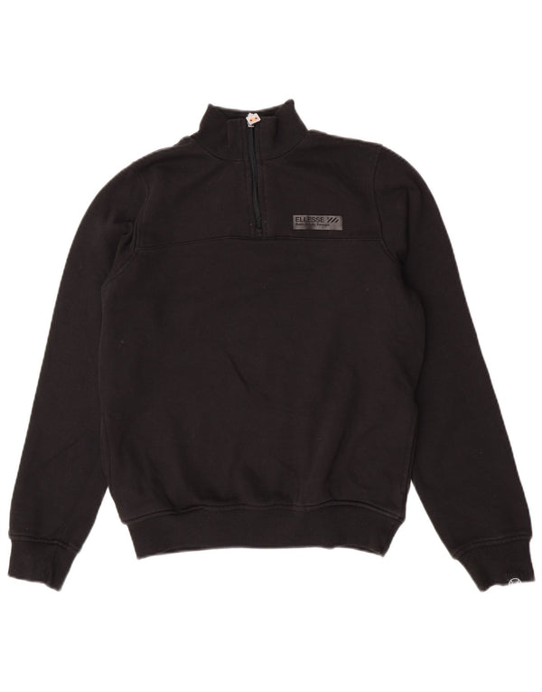 Ellesse Boys γραφικό φούτερ με φερμουάρ με λαιμόκοψη 13-14 ετών Black Sports