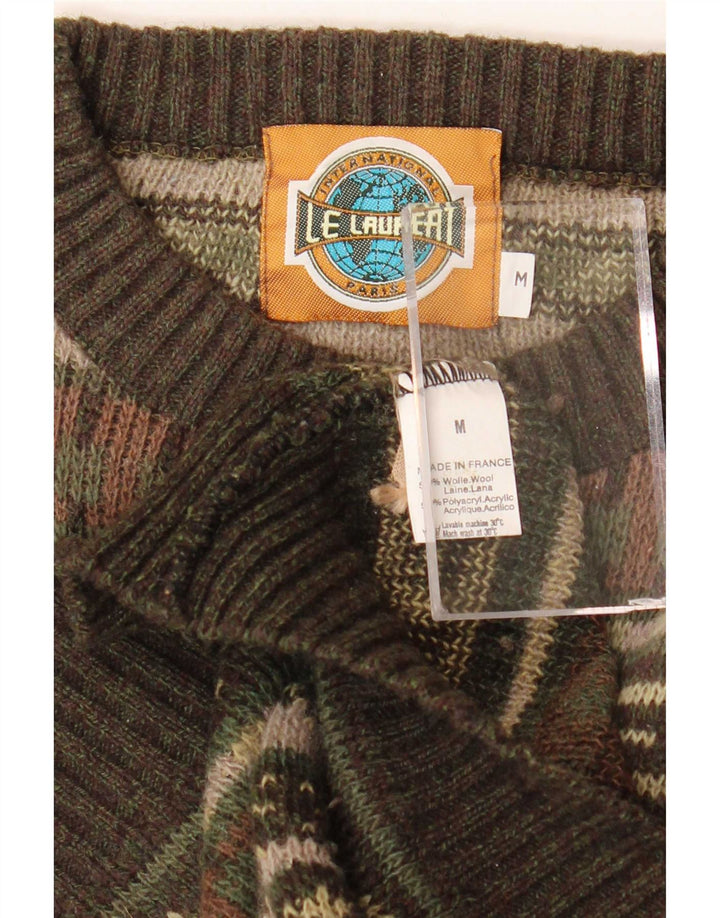 Ανδρικό πουλόβερ Le Laureat Crew Neck Jumper Medium Khaki γεωμετρικό μαλλί